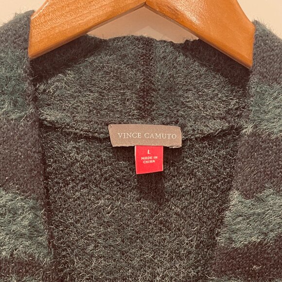 VINCE CAMUTO Zebra Pattern Eyelash Open Front Cardigan - Picture 3 of 5